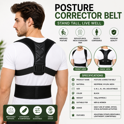 Back Pain Relief Posture Corrector Belt | Adjustable Support for Spine, Shoulder & Lumbar Alignment