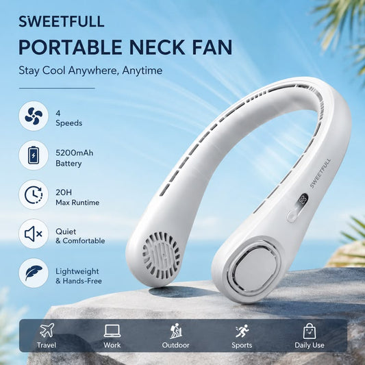 Arctic Air Freedom Wearable Neck Fan & Air Purifier | USB Rechargeable 3-Speed Personal Cooler for Indoor Outdoor Travel