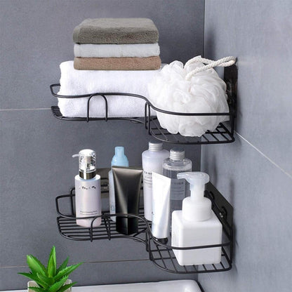 Black Stainless Steel Corner Shelf for Bathroom Storage