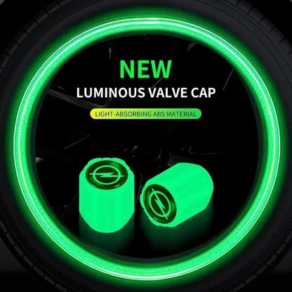 Luminous Wheel Valve Caps ABS Green 4-Piece Pack