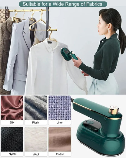Portable Mini Steam Iron | Handheld Garment Steamer Wrinkle Remover Travel-Friendly