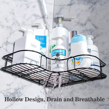 Black Stainless Steel Corner Shelf for Bathroom Storage