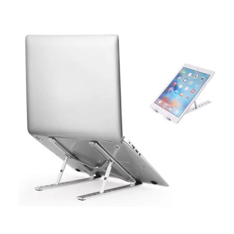 Silver Aluminum Laptop Stand Adjustable Height Portable