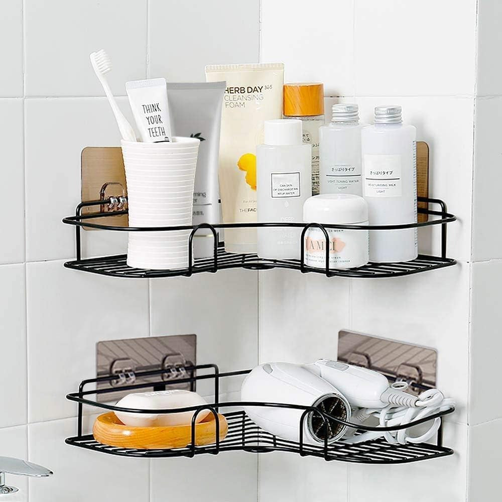 Black Stainless Steel Corner Shelf for Bathroom Storage