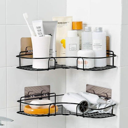 Black Stainless Steel Corner Shelf for Bathroom Storage