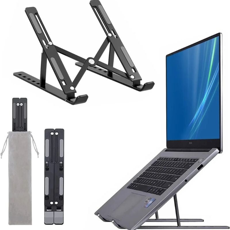 Silver Aluminum Laptop Stand Adjustable Height Portable