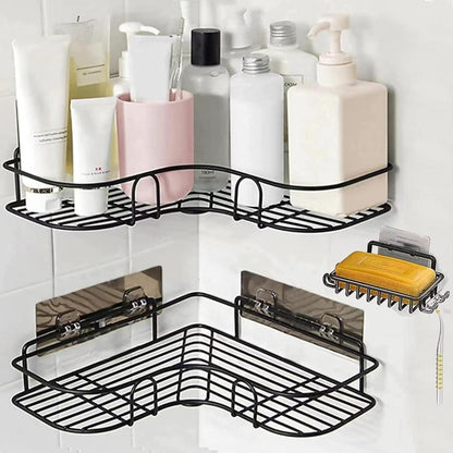 Black Stainless Steel Corner Shelf for Bathroom Storage